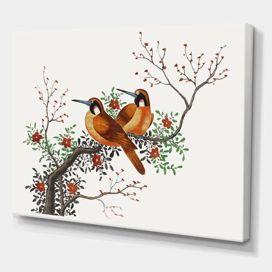 Designart - Two Chinese Birds On A Flowering Tree Branch